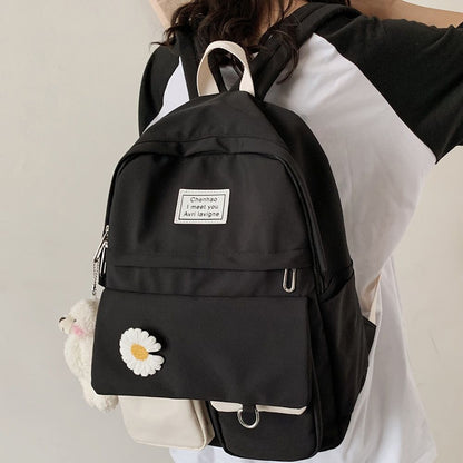 College Student Backpack Cute Nylon School Book Bag Travelling 29*14*43 CM Blue