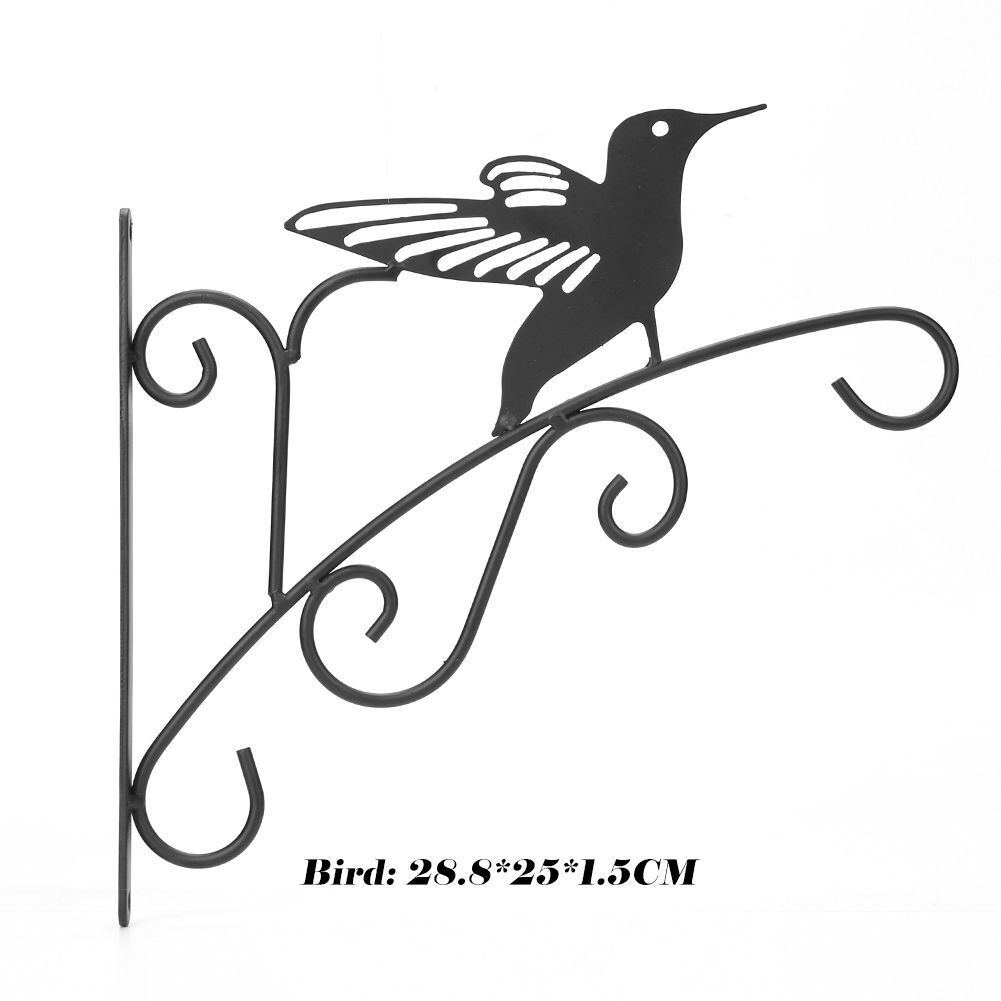 Wall Mounted Bracket Metal Flower Basket Bird Pattern Holder Hanger Rustic Hooks