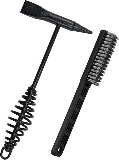 Chipping Hammer and Wire Brush Set – 10.6 in Heavy Duty Welding Hammer with Spri