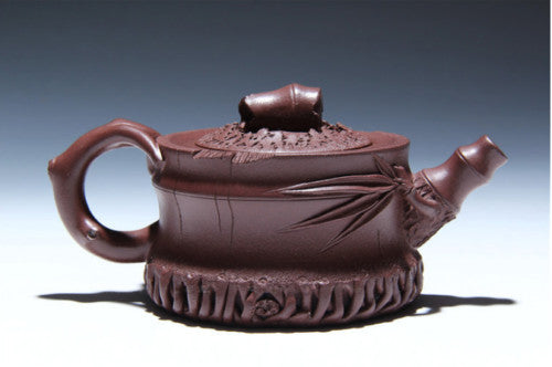 Yixing Zisha Purple Clay Mud Pottery Handmadebamboo Root 290ml Tea Pot Teapot