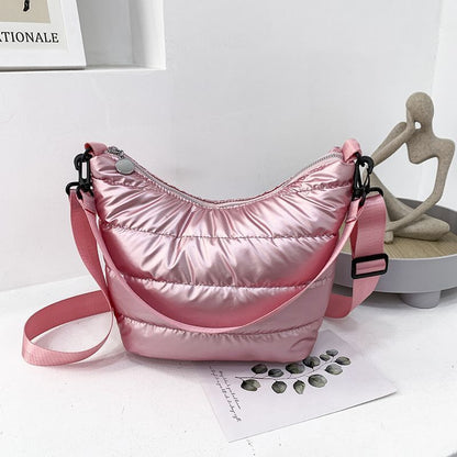 Winter Space Handbags Padded Quilted Crossbody Bags Hobos Shoulder Messenger Bag