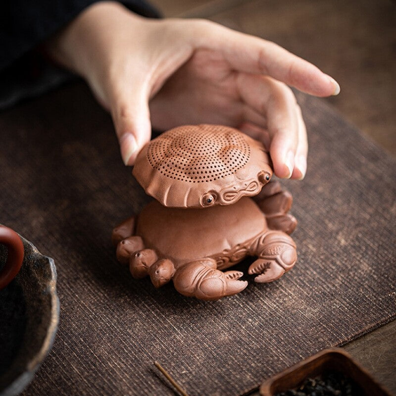 Multi Functional Tea Pet Yixing Zisha Crab Purple Clay Tea Strainer Filter Net
