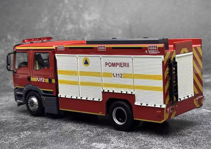 1:43 MAN Suzhou Jieda Recue Fire Engine Truck POMPIERII Vehicles Diecast Model