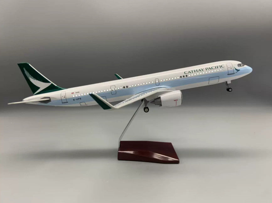 47CM 1:95 CATHAY PACIFIC AIRBUS A321NEO Airplane Led Sound Light Resin Model