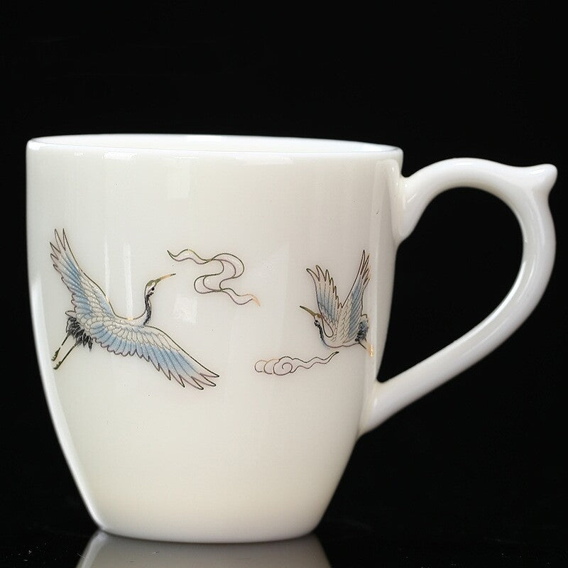 On Sales Porcelain Teacup With Handle Chinese Office Cup Ceramic Butterfly 100ml