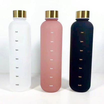 Water Bottle 1L PC W/ Time Marker Motivational Reusable Fitness Sports Drinkware