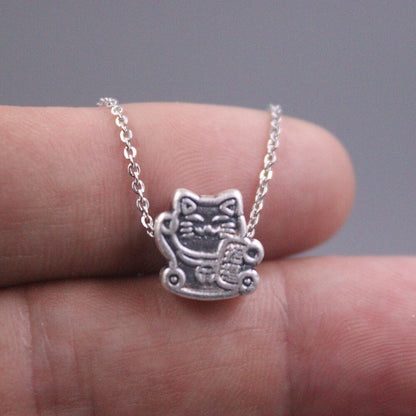 1Pcs S925 Sterling Silver Women Lucky Fortunate Cat Diy Bead Pendant 1.1G/per