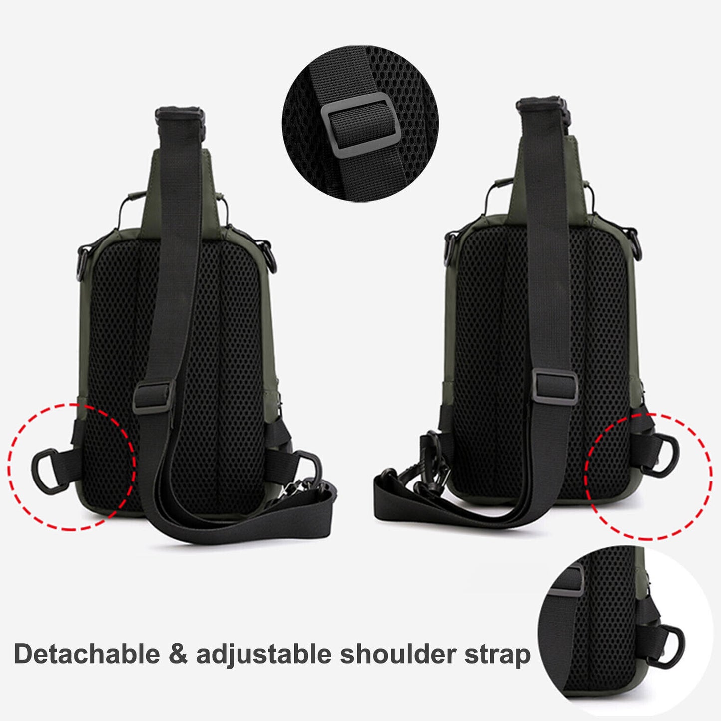 Men Sling Bag Chest Bag Cross Body Handbag Shoulder Pack Sports Travel Backpack