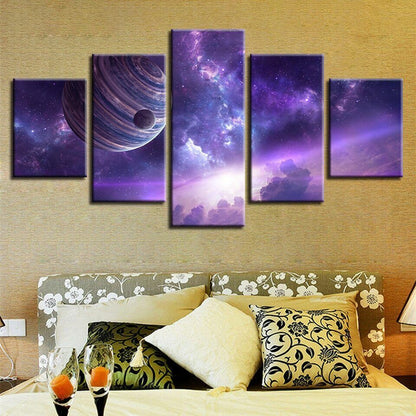 5P Planet In Purple Nebula Posters HD Prints Space Pictures Modular Home Decor