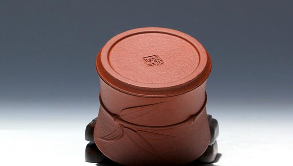 1pc Handmade China Yixing Purple Clay Kung Fu Tea Bamboo Carving Teacup 70cc