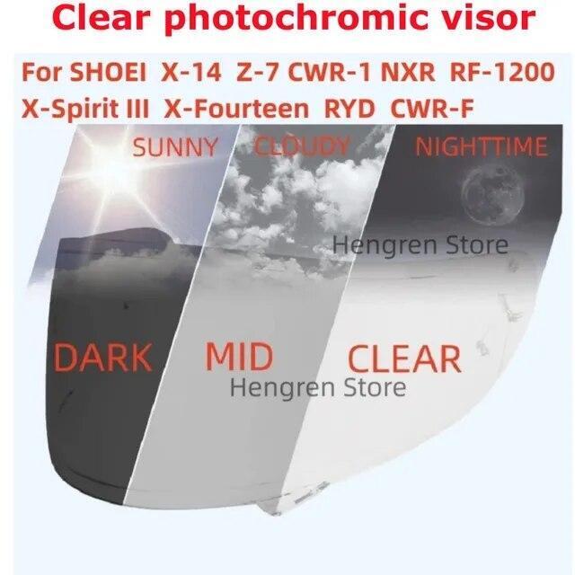 Photochromic Shield Visor Lenses for Shoei X14 X-14 Z7 Nxr Cwr1 Cwr-1 Rf1200 Rf-
