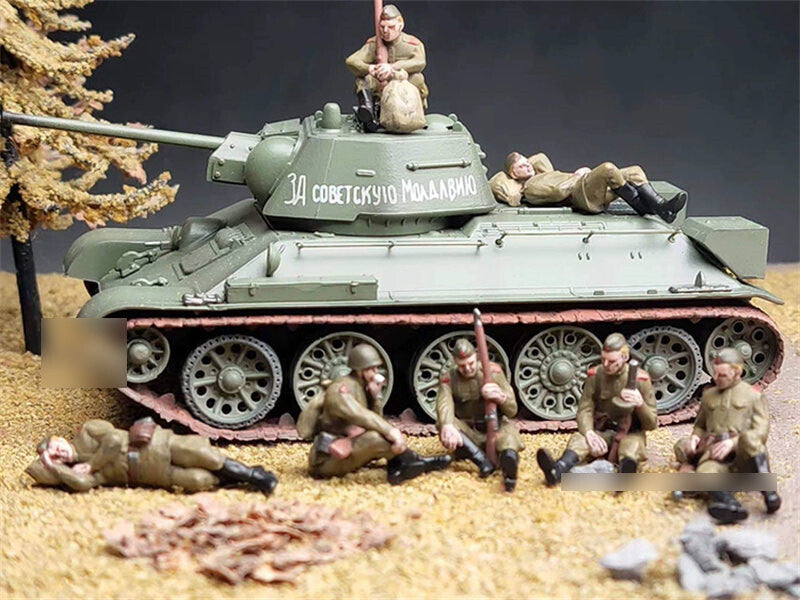 for FLOZ WWII Seven Soviet soldiers at rest 1/72 Figures Pre-built Model