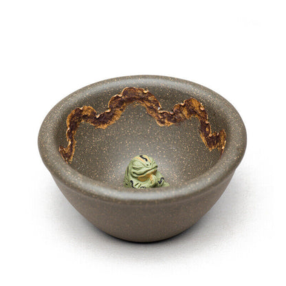full handmade tea cup real yixing zisha qing duan clay master cup frog statue