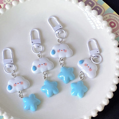 Cartoon Cloud And Star Keychain Car Keys Accessories Kawaii Keyring Bag Pendant