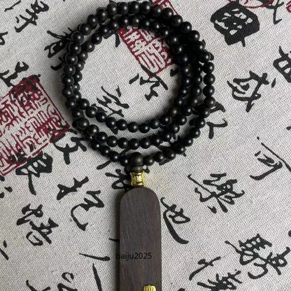6mm*108 Natural Agarwood Prayer Beads Necklace Multi-loop Bracelet Pendant