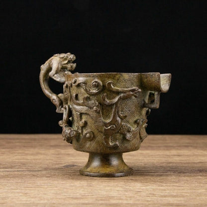 Chinese copper brave troops auspicious beast cup copper dragon totem decoration -