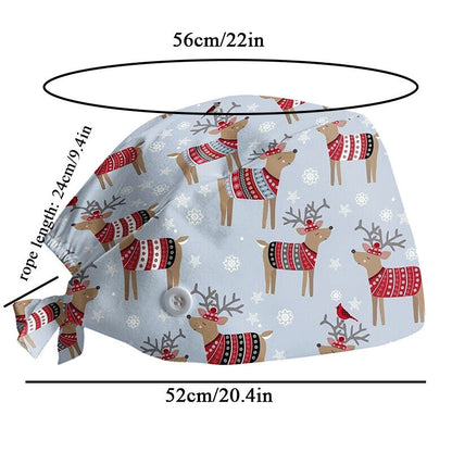 Printed Surgical Cap Adjustable Nurse Cap Baotou Cap Surgical Cap Christmas Hat
