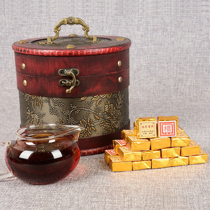 云南 Pu'er Tea Leaves 2003 Aged Small Golden Brick 600g Chen Xiang Mini Tuo Tea