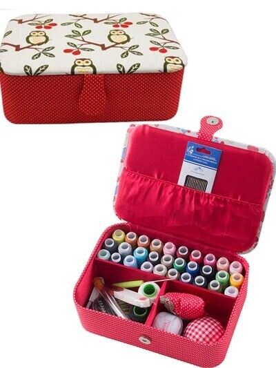 Sewing Tool Kits Multifunction Needles Tape Scissor Threads Home Storage Box Set
