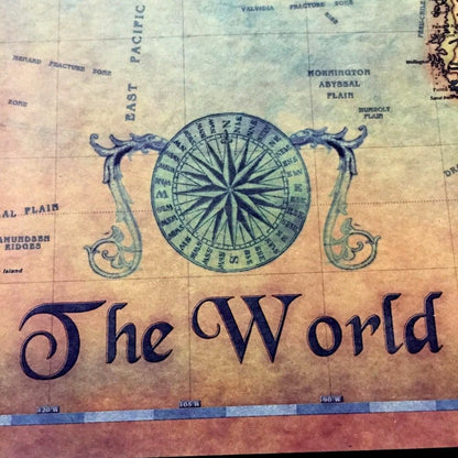 Nautical Ocean Sea world map Retro old Art Paper Painting Home Decor Sticker