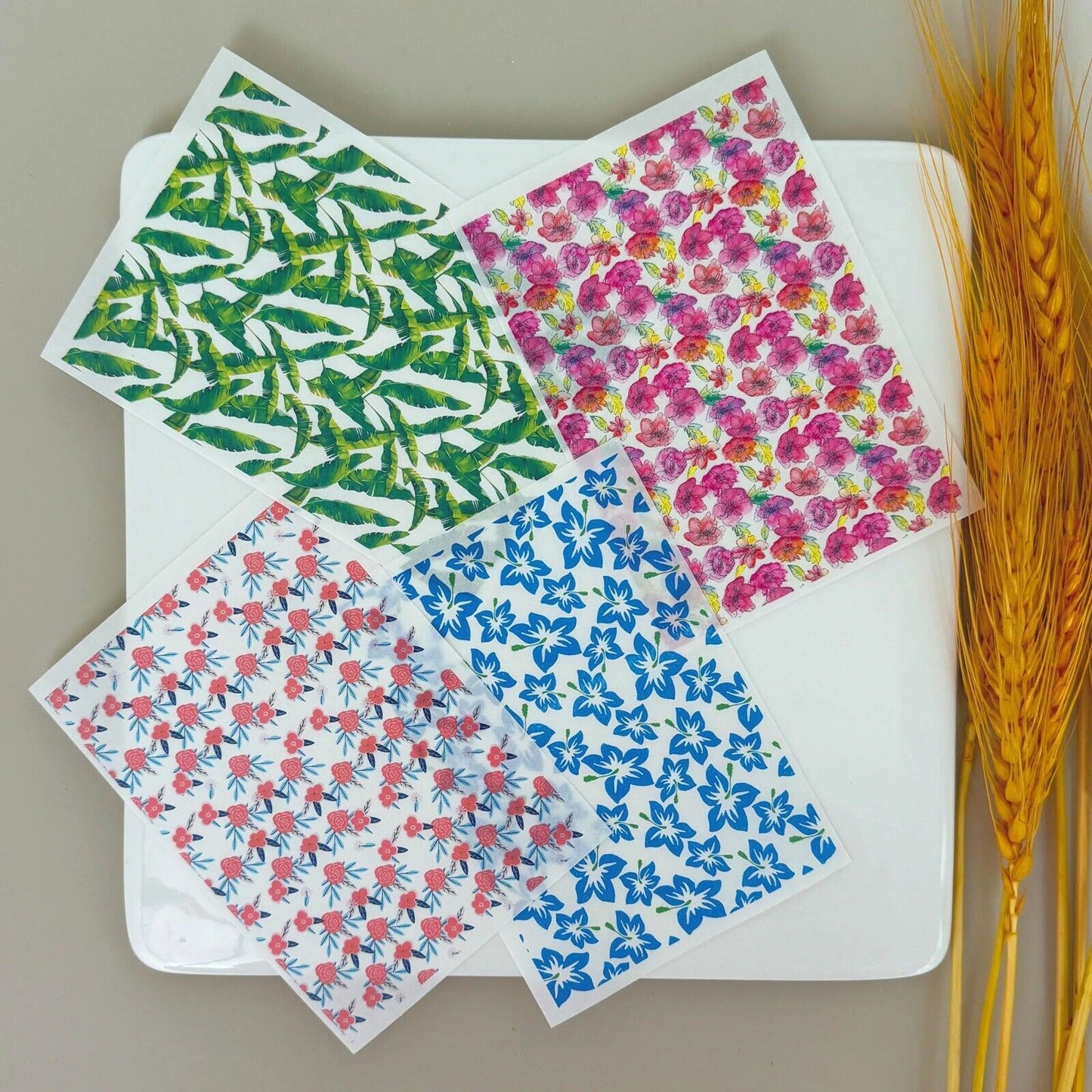 Ceramic Image Transfer Paper Autumn Fern Leaf Rose Flower DIY Dish Making Decals