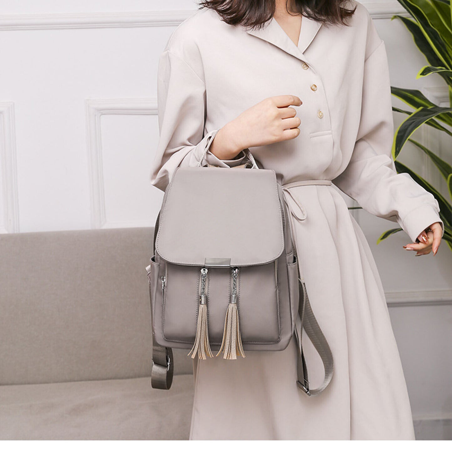 Women Backpack PU Oxford Shoulder Bag Handbags Rucksack School Backbag Travel
