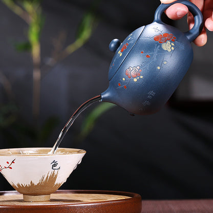Wintersweet Carved Xishi Pot Real Yixing Zisha Republic Green Clay Tea Pot China