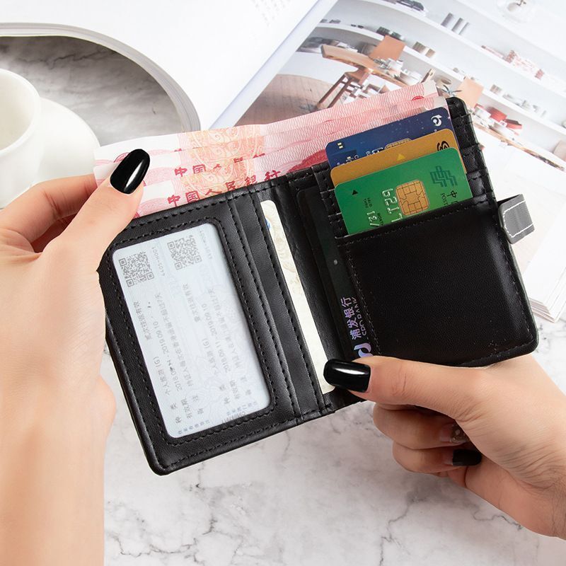 Small Wallet Short Buckle Wallets Retro Fashion Foldable Coin Purse Card Bags