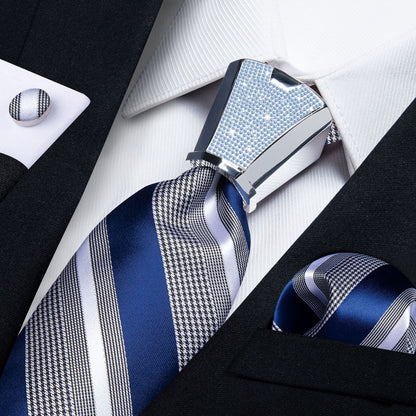 Men Necktie 3Pcs Luxury Striped Ties Cufflinks Pocket Square Wedding Accessories