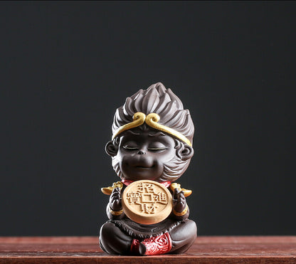 Monkey Statue Yixing Zisha Tea Pet Small Size Safety Wealthy Symbol Purple Clay