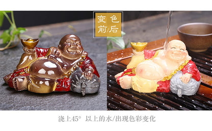 11.5cm Color Changing Tea Pet Ornaments Maitreya Buddha Tea Tray Tea Set