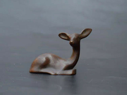2" Chinese Little Deer Tea Pet Statue Collection Purple Copper Solid