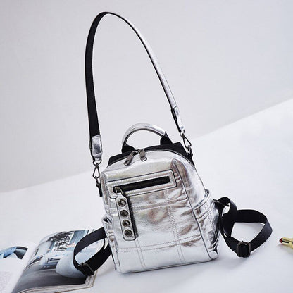 Glitter Backpack Shoulder Bag Multifunction Schoolbag Rucksack Travel Bag Silver