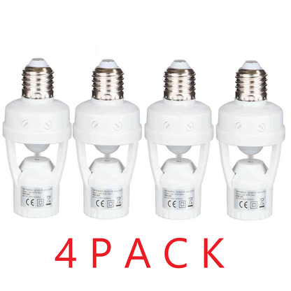 4 Pack E27 LED Light Lamp Bulb Holder Socket Switch Infrared PIR Motion Sensor