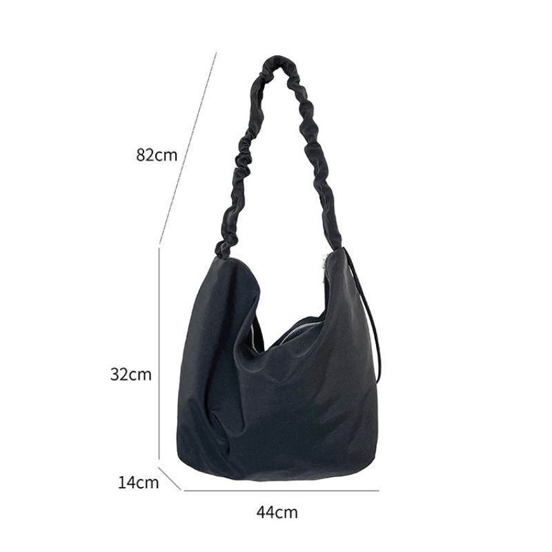 Simple Messenger Bag Large Capacity Shoulder Purse Leisure Pleated Nylon Pouch