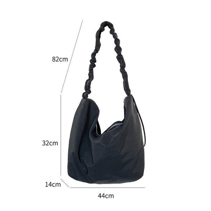 Simple Messenger Bag Large Capacity Shoulder Purse Leisure Pleated Nylon Pouch