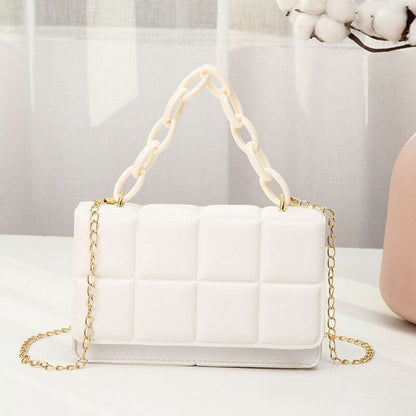 Synthetic Leather Shoulder Bag Chain Rhomboid Crossbody Purse Handbag Polyester