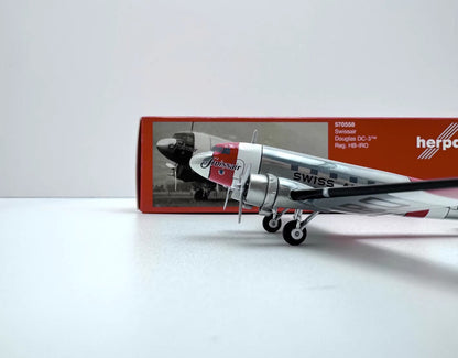 1:200 Herpa SWISS AIR LINES Douglas DC-3 Aircraft Plane Diecast Airplane Model