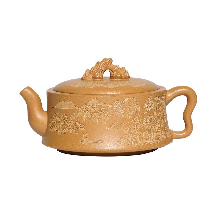 True Yixing Zisha Duan Clay Tea Pot HanWa Pot 7 Infuser Holes Carved Kungfu Pots