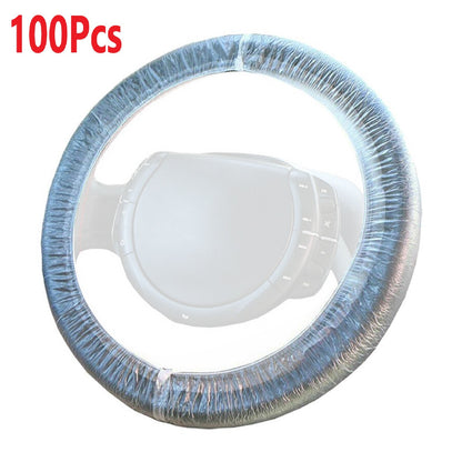 100Pcs Universal Disposable Plastic Car Steering Wheel Cover Protective Covers