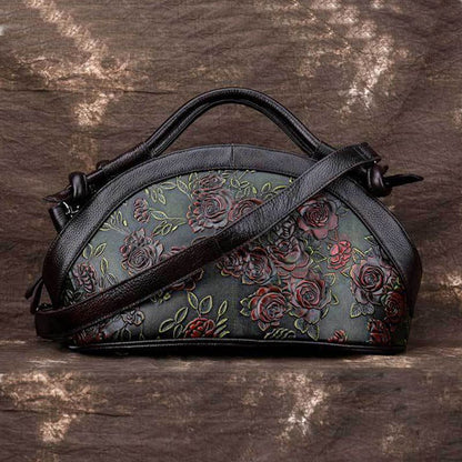 Natural Skin Shoulder Crossbody Tote Handbag Genuine Embossed Leather Retro Bags