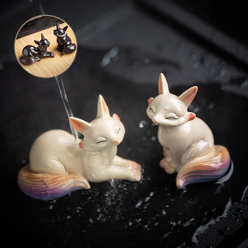 resin fox color change tea pet creative gift tea play on tea table ornament new