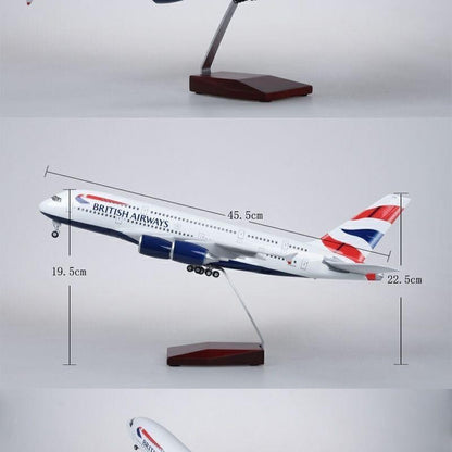 46CM 1:160 BRITISH AIRWAYS AIRBUS A380 Airplane Landing Gear Resin Plane Model