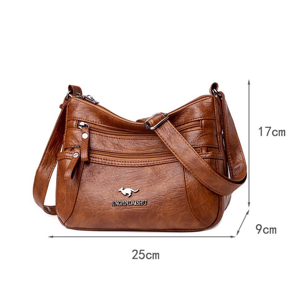 Women Soft Leather Shoulder Bag Classic Messenger Bag Large Crossbody Bag Purses