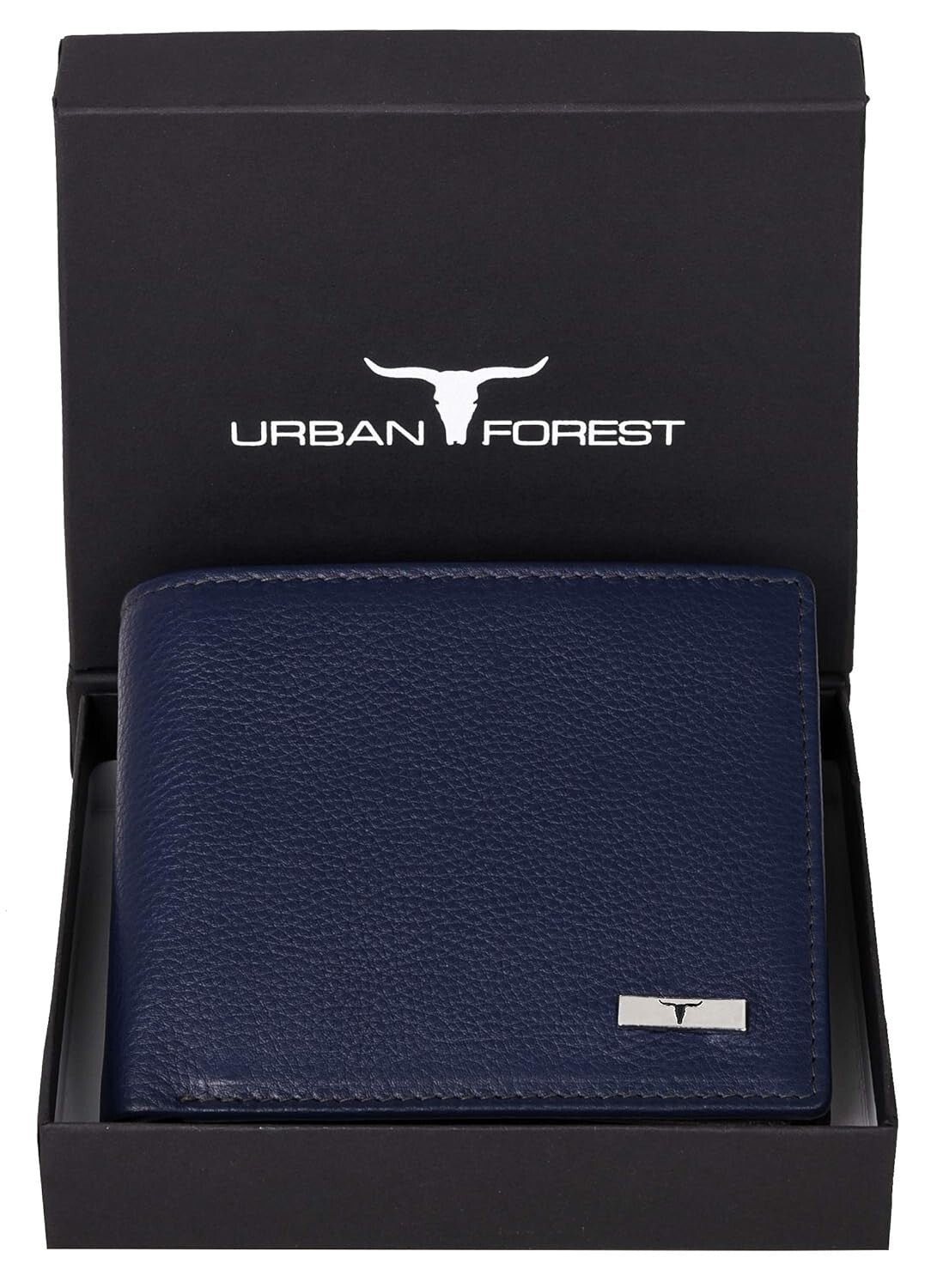 NEW BUE/GREY BI-FOLD LEATHER MEN'S WALLET RFID PROTECTION GIFT ITEM