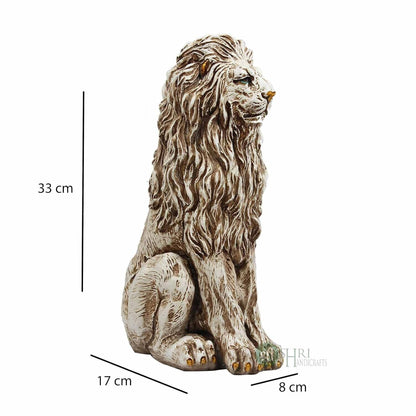 Resin Stone Finish Animal Figurines Gifts Antique Design Lion Sitting Statue