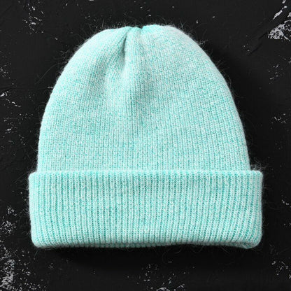 Hat Women Cashmere Knitted Beanies Thick Warm Wool Angora Beanie Polyester Solid