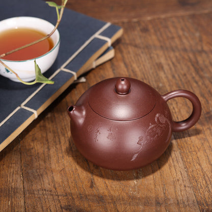 China Yixing Zisha Pottery Purple Zhu Clay Handmade 150cc Branch Teapot