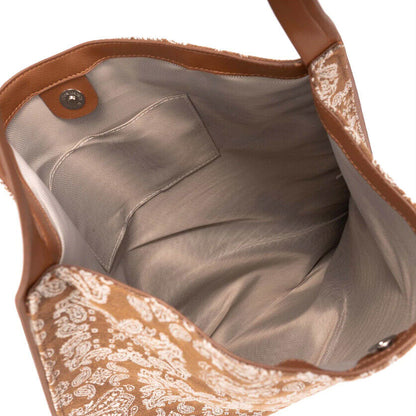 Celela Women Large capacity Vintage Print Linen Shoulder Cloth Bag Strap