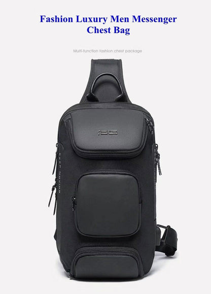 BG Men Messenger Shoulder Bag Short Trip Chest Travel Bag Pack+USB Port Luxury